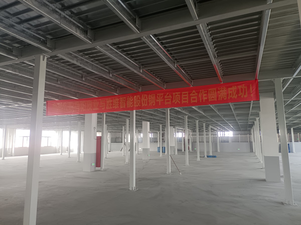 海寧市丹陽皮業倉儲性能提升的秘密，藏在勝通為其量身定制的鋼平臺里！